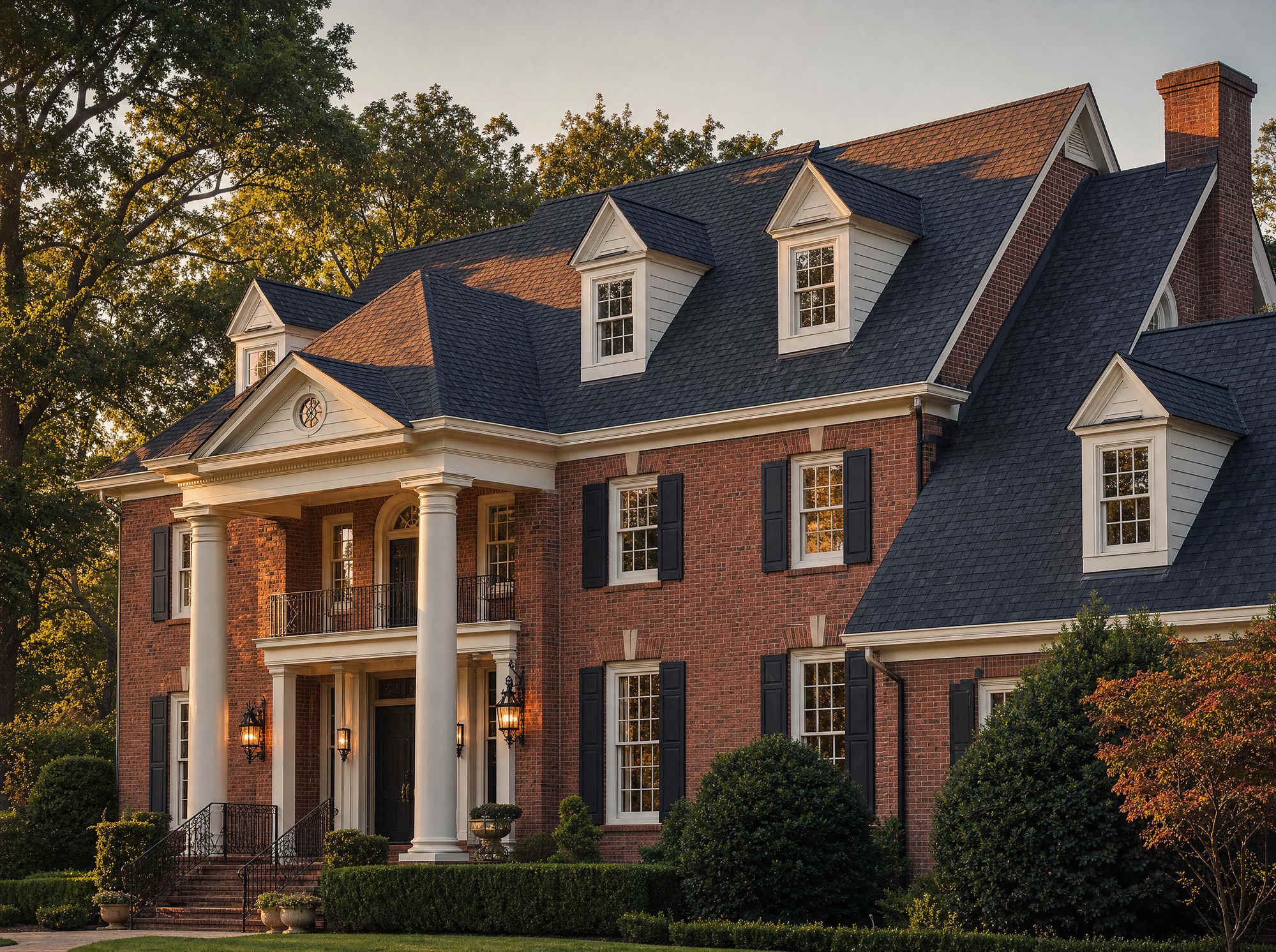 Charlotte Georgian home featuring premium architectural shingle roofing
