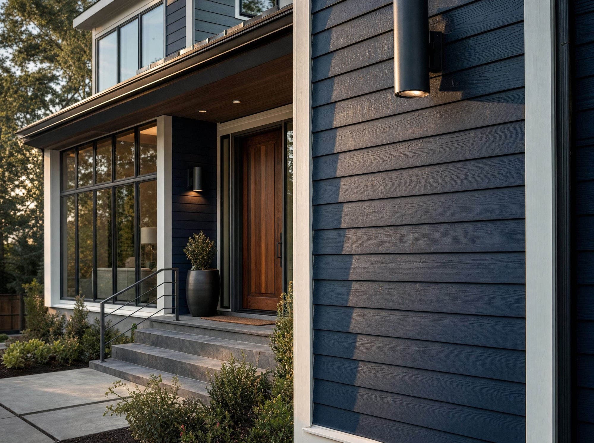 Charlotte modern home featuring James Hardie fiber cement siding